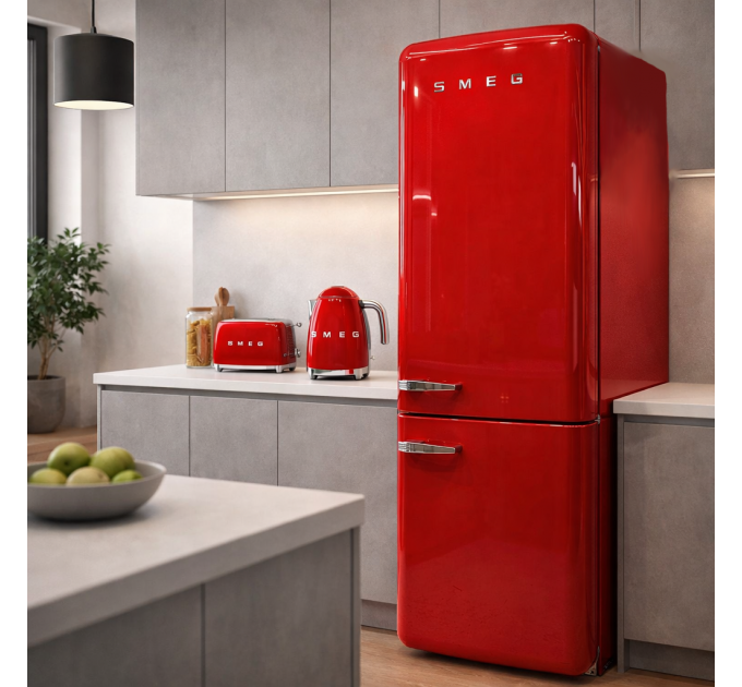 Комплект для кухні в червоному кольорі від SMEG FAB 38 RRD5 чайник, тостер