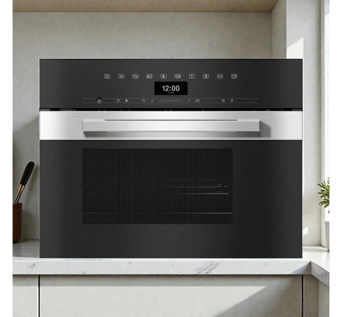 Комбінована парова шафа з функцією НВЧ DGM 7440 чорна з хромом